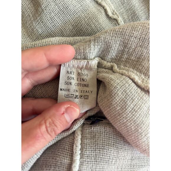 Colette Italy Made Linen Blend Shirt Crop Top Gray Short Sleeve - Picture 3 of 7